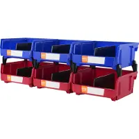 Vevor set van 6 zichtbare opbergdozen, stapeldozen, opbergdozen, blauw/rood