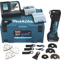 Makita DTM51RT1J3 18V Li-Ion Accu Multitool Set (1x 5.0Ah Accu) + 41 Delige Accessoireset In Mbox - Snelwissel