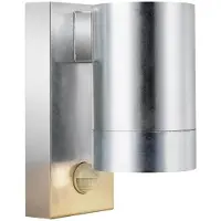 Nordlux Buitenwandlamp Tin Maxi Sensor verzinkt, staal, IP54, GU10 Maxi, dimbaar, alu / grijs / zink, metaal, Modern, Wandlamp buiten