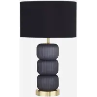 Searchlight Schemerlamp Tablu Blauw En Goud Met Zwarte Kap