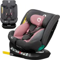Lionelo Bastiaan i-Size kinderautostoel, geschikt vanaf de geboorte tot 12 jaar, van 0 kg tot 36 kg, Dri-Seat, 360 graden - Roze