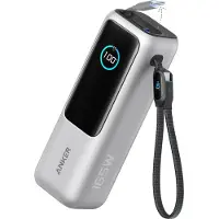 Anker PowerCore 25K Powerbank 25.000mAh - 165W - 3x 100W USB-C Poorten - Zilver - Ingebouwde Intrekbare Kabels - Real-Time Smart Display - Vliegtuigvriendelijk Ontwerp