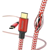 Hama Reflective USB-C naar USB-C Kabel - Oplaadkabel geschikt voor Samsung / Android - Gevlochten nylon - 3A USB 2.0 - 480Mbps - 150cm - Rood