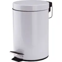 MSV Prullenbak/pedaalemmer - metaal - wit - 3 liter - 17 x 25 cm - Badkamer/toilet - Pedaalemmers