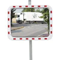 DANCOP Verkeerspiegel, afmetingen 600 x 800 mm, kunststof, rood/wit, lengte 22 meter
