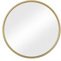Happiq Ronde Spiegel - Voor Badkamer, Slaapkamer, Woonkamer en Hal - Gouden Metalen Frame en Ophangsysteem - Luxe Wanddecoratie - Kleur: Golden-70x70cm