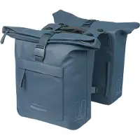 Basil Brooklyn - Dubbele fietstas - 41 Liter - Incl. MIK adapterplaat - Waterdicht - Reflectie details - Gerecycled materiaal - blauw