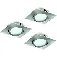 Eglo Set van 3 inbouwspots Pineda nikkel vierkant