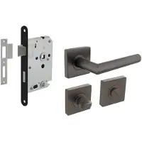 Intersteel Compleet deurklinkset Bastian vierkant antraciet toilet