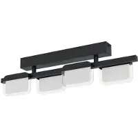 Eglo Ervidel, 4 lampen, LED, 1920 lumen, IP20, zwart, satijnstalen afwerking, transparant