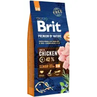 Brit Premium by Nature Senior S+M, Senior, Appel, Kip, Maïs, 15 kg
