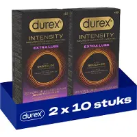 Durex Intensity Extra Glijmiddel Condooms - 10 stuks - Nieuwste generatie ultradunne, latexvrije condooms – Gedeelde lichaamswarmte x2