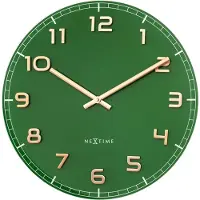 Nextime - Wandklok 40cm-Stil-Groen-Glas|Aluminium-"Classy