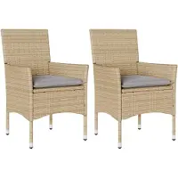 vidaXL Tuinstoelen 2 st met kussens poly rattan beige