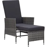 vidaXL Tuinstoel verstelbaar met kussens poly rattan grijs