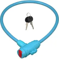 Relaxdays fietsslot voor kinderen, 2 sleutels, 70 cm lang, kinderslot voor fietsen en scooters, kinderfietsslot, blauw