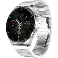 Forever , Luxe heren smartwatch: telefoongesprekken, sportfuncties, gezondheidsmonitoring, Grand 2, zilver
