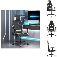 vidaXL Gamestoel s - Zwart/Crème - Massagefunctie - Verstelbaar - Stof - 65 x 58 x (118 - 128) cm - Bureaustoel