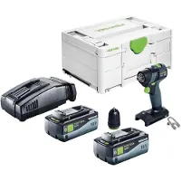 Festool TXS 18 Basic accuschroefboormachine 18 V 40 Nm borstelloos + 2x accu 8.0 Ah + snellader + systainer