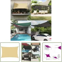 The Living Store Zonnezeil 4,5x3,5 m 100% polyester oxford zandkleurig - Zonnescherm - Parasol - Tuinzonescherming - Buitenschilderij - Outdoor Decor