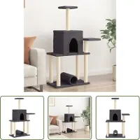 The Living Store De Living Store krabboom met sisal krabpalen, donkergrijs, 122 cm