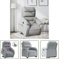 The Living Store De Living Store massagestoel met opstahulp, lichtgrijs, met stoffen bekleding