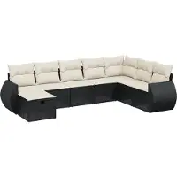 vidaXL 8-delige Loungeset met kussens poly rattan zwart