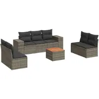 vidaXL 8-delige Loungeset met kussens poly rattan grijs