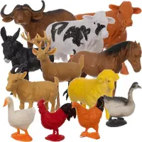 Kruzzel Boerderijdieren Set - 12 Figuren - Educatief en Realistisch Speelgoed