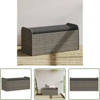 The Living Store Tuinset - Opbergbank - Opbergbankje met kussen 115x51x52 cm poly rattan grijs - Buitendecoratie - Lounge Set - Patio Furniture