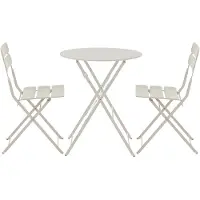 Oviala - Ronde opvouwbare tuintafel met 2 beige opvouwbare stoelen - Annecy