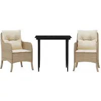 vidaXL 3-delige Tuinset met kussens poly rattan beige
