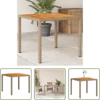 The Living Store De Living Store tuintafel, beige, 90x90x75 cm, met polyrotan en acaciahout