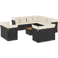 vidaXL 12-delige Loungeset met kussens poly rattan zwart