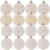 Kadax Kerstballen van kunststof, set van 16 ballen, kerstballen, kerstboomballen, kerstboomversiering, kerstdecoratie (wit)