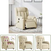 The Living Store Massagestoel - Elektrische Massagestoel - Massagestoel elektrisch verstelbaar stof crèmekleurig - Relaxstoel - Ergonomische Stoel - Lounge Stoel