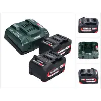 Metabo Gereedschap batterijen + laders, Basisset 2x Li-Power batterijpack 18 V 4.0 Ah CAS Li-Ion batterij ( 2x 625027000 ) + ASC 145 Fast (18 V)