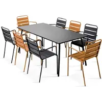 Oviala - Tuinset met tafel en 8 stoelen van in Karamel metaal - Palavas