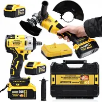 Rosfix Elektrische gereedschapset Yellow Tornado KUYT20V slagmoersleutel + Yellow Storm SYS20V slijpmachine, X-POWER-serie