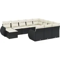 vidaXL 11-delige Loungeset met kussens poly rattan zwart