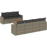 vidaXL 8-delige tuinmeubelset met kussens, grijs, polyrotan