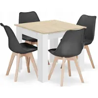 Leobert Set Repas - Leobert - Mark - Eikenhout/Eikenhout Sonoma/Zwart - 80 x 80 cm - 5-delig
