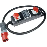 As Schwabe As-Schwabe stroomverdeeler, volledig rubberen behuizing, CEE 400V 63A, 5G16, met aansluitingen voor 2x CEE 400V 32A, IP44