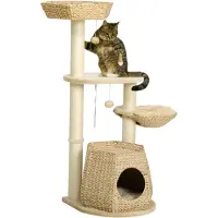 PawHut -kattenboom-spaanplaat-50x50x119cm-crème