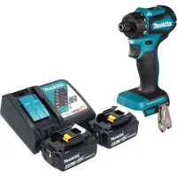 Makita Boormachine + slagboor, DDF 083 RG Accuboormachine 18 V 40 Nm 1/4'' borstelloos + 2x oplaadbare accu 6.0 Ah + lader (Oplaadbare batterij)