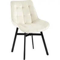 CLP Essstoel Colby, bekleed met fluweel, met rugleuning, belastbaar tot 140 kg, kleur crème
