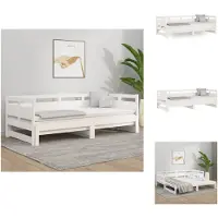vidaXL Dagbed uitschuifbaar, wit, massief hout, grenen, 2x(80x200) cm - Bedden & bedframes