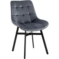 CLP Colby Eetkamerstoel - met leuning - keukenstoel - met zwart metalen frame - max. belasting 140 kg - Fluweel/donkergrijs