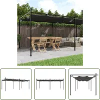 The Living Store De Living Store pergola met schuifdak, antraciet, 589x292x230 cm