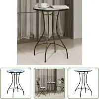 The Living Store Living Store Mosaïek-bistrotafel, blauw en wit, Ø 50 x 70 cm, keramiek